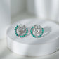 Genuine Emerald Clover Stud Earrings for Women