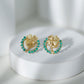 Genuine Emerald Clover Stud Earrings for Women