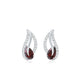 Pear Shape Garnet and Diamond Leaf Stud Earrings