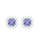 1 CT Classic Blue Tanzanite and Diamond Halo Stud Earrings