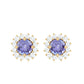 1 CT Classic Blue Tanzanite and Diamond Halo Stud Earrings