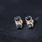 Genuine Black Spinel Two Stone Infinity Stud Earrings