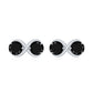 Genuine Black Spinel Two Stone Infinity Stud Earrings