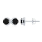 Genuine Black Spinel Two Stone Infinity Stud Earrings