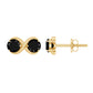 Genuine Black Spinel Two Stone Infinity Stud Earrings