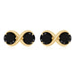 Genuine Black Spinel Two Stone Infinity Stud Earrings