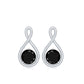 Certified Real Black Spinel Infinity Earrings with Screw Back