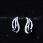 Pear Shape Black Spinel and Diamond Leaf Stud Earrings