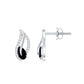 Pear Shape Black Spinel and Diamond Leaf Stud Earrings