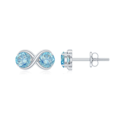 Real Aquamarine Infinity Stud Earrings