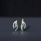 Lab Created Emerald and Diamond Leaf Stud Earrings