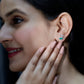 Genuine Emerald and Diamond Cat and Moon Stud Earrings