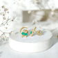 Genuine Emerald and Diamond Cat and Moon Stud Earrings
