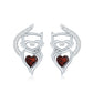 Heart Shape Garnet and Diamond Cat Stud Earrings