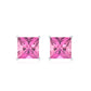 2 Carat Princess Cut Pink Tourmaline Stud Earrings with Screw Back