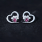 Heart Shape Pink Tourmaline and Diamond Dog Paw Stud Earrings