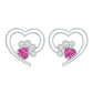 Heart Shape Pink Tourmaline and Diamond Dog Paw Stud Earrings