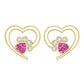 Heart Shape Pink Tourmaline and Diamond Dog Paw Stud Earrings