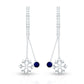 Real Blue Sapphire and Diamond Snowflake Dangle Hoop Earrings