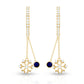 Real Blue Sapphire and Diamond Snowflake Dangle Hoop Earrings