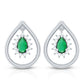 Real Emerald Teardrop Stud Earrings with Diamond Halo
