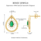 Real Emerald Teardrop Stud Earrings with Diamond Halo
