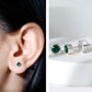 Certified Lab Created Emerald Stud Earrings in Bezel Setting