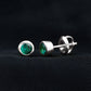 Certified Lab Created Emerald Stud Earrings in Bezel Setting