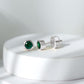 Certified Lab Created Emerald Stud Earrings in Bezel Setting