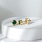 Certified Lab Created Emerald Stud Earrings in Bezel Setting