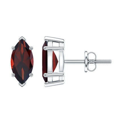 Pendientes de Granate Solitario con Forma Marquesa de 1,5 Quilates