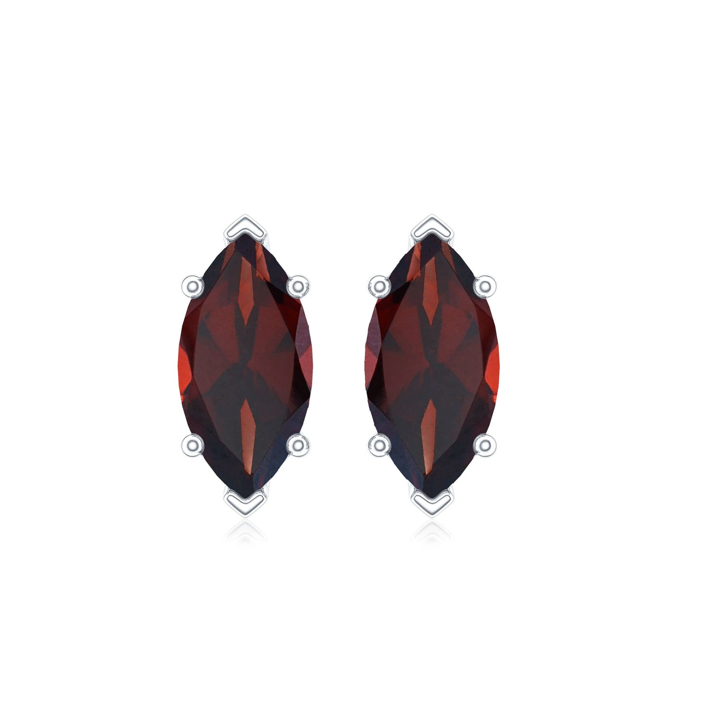 Pendientes de Granate Solitario con Forma Marquesa de 1,5 Quilates