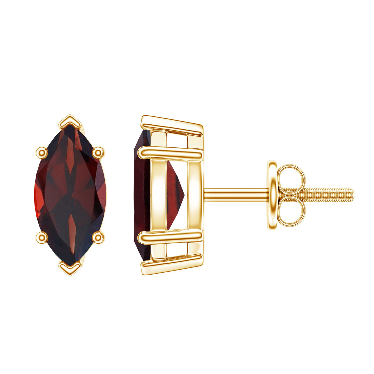 Pendientes de Granate Solitario con Forma Marquesa de 1,5 Quilates