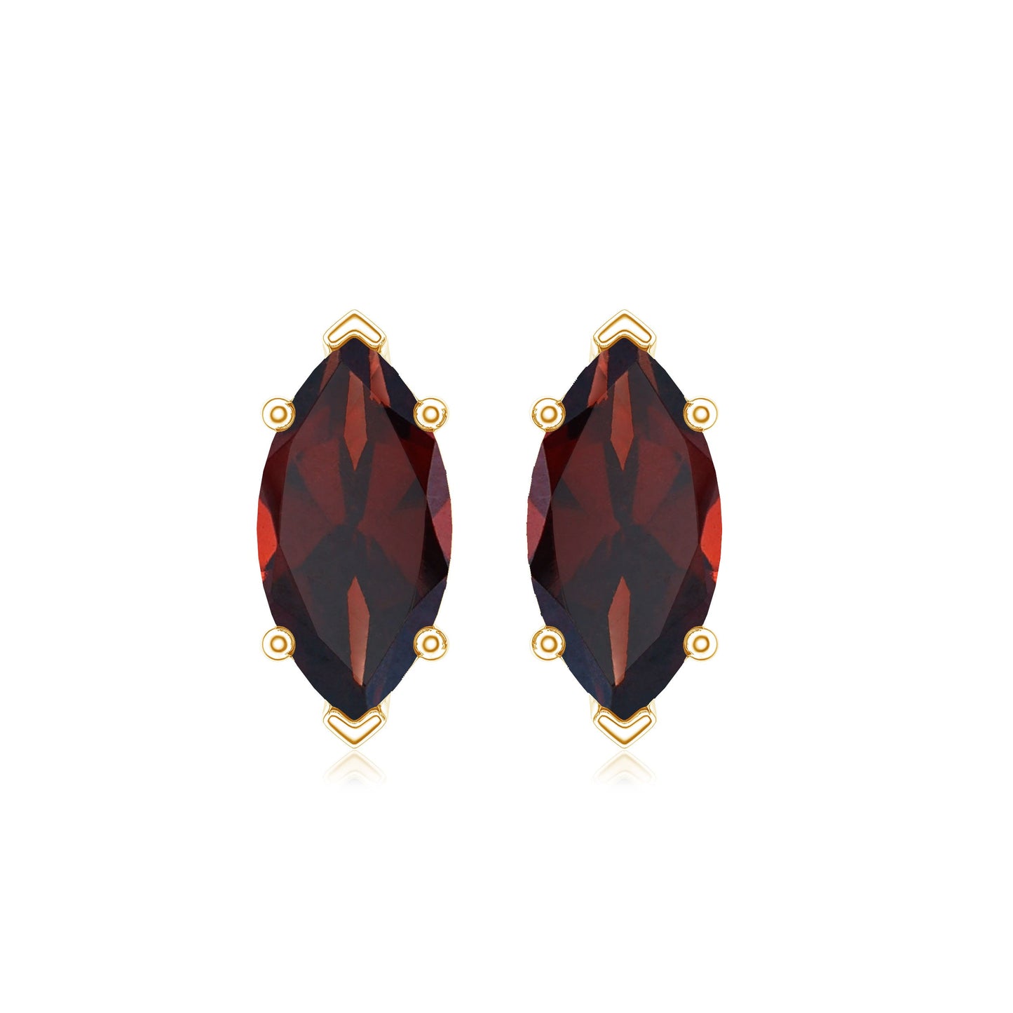 Pendientes de Granate Solitario con Forma Marquesa de 1,5 Quilates