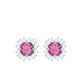 Pendientes de tuerca de turmalina rosa natural con halo de diamantes