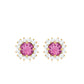 Pendientes de tuerca de turmalina rosa natural con halo de diamantes