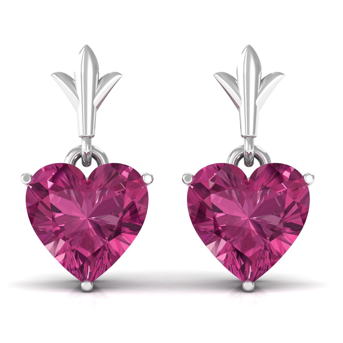 Aretes Colgantes de Turmalina Rosa en Forma de Corazón de 1.8 Quilates