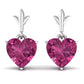 Aretes Colgantes de Turmalina Rosa en Forma de Corazón de 1.8 Quilates