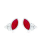 Marquise Cut Ruby Stud Earrings with Diamond Trio