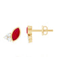 Marquise Cut Ruby Stud Earrings with Diamond Trio