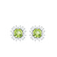 Natural 1 Carat Peridot Stud Earrings with Diamond Halo