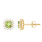 Natural 1 Carat Peridot Stud Earrings with Diamond Halo