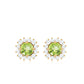 Natural 1 Carat Peridot Stud Earrings with Diamond Halo