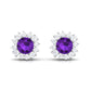 Natural Amethyst Classic Halo Stud Earring with Diamond