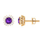 Natural Amethyst Classic Halo Stud Earring with Diamond