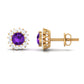 Natural Amethyst Classic Halo Stud Earring with Diamond