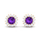 Natural Amethyst Classic Halo Stud Earring with Diamond