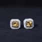 Vintage Inspired 1 Carat Citrine and Diamond Halo Stud Earrings