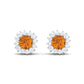 1 Carat Classic Yellow Citrine and Diamond Halo Stud Earrings