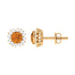 1 Carat Classic Yellow Citrine and Diamond Halo Stud Earrings